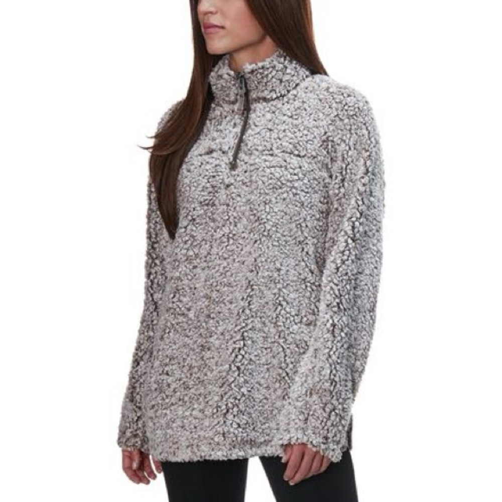 Dylan Soft Gray Sherpa Quarterzip Sweater